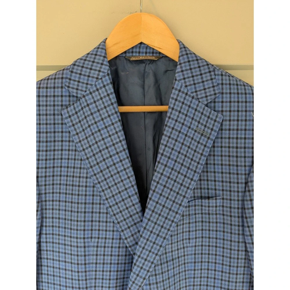 NWT Jack Victor‎ 1913 Luxury Collection Blue Plaid Blazer 40R Made in Canada